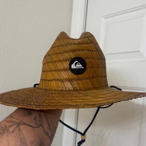Quiksilver Brown Straw Hat with Black Logo